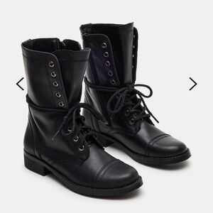 NIB Steve Madden Troopa 3.0 black genuine leather moto combat boots 7.5, 7 1/2